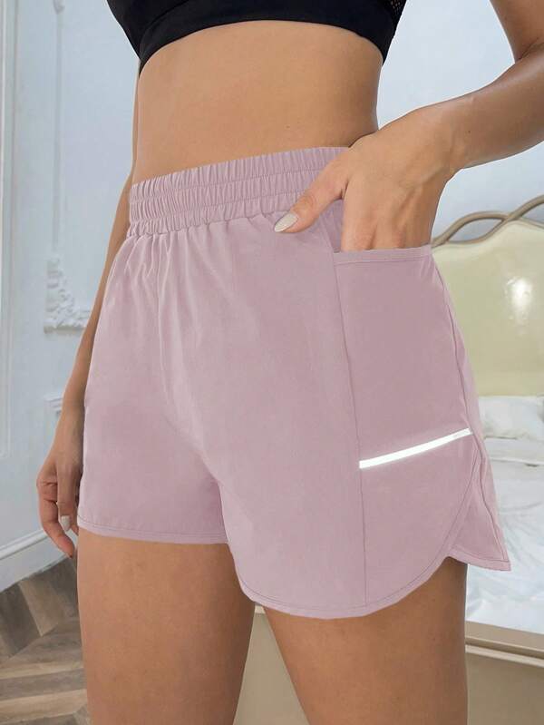 Reflective Panel Sports Shorts With Phone Pocket