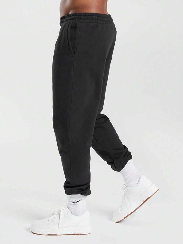 Men Solid Drawstring Waist Sweatpants