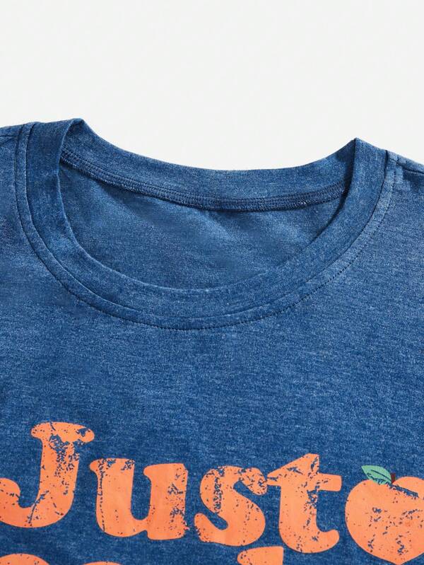 Peach & Letter Graphic Tee