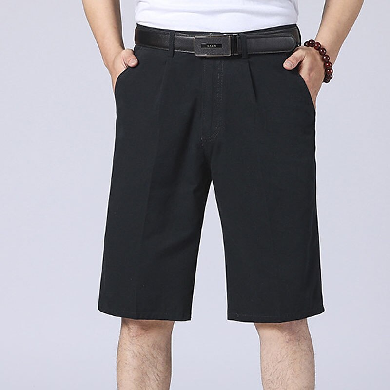 Men's Bermuda shorts Work Shorts Pleated Shorts Pleated Pocket Plain Breathable Outdoor Knee Length Business Casual Daily 100% Cotton Fashion Formal