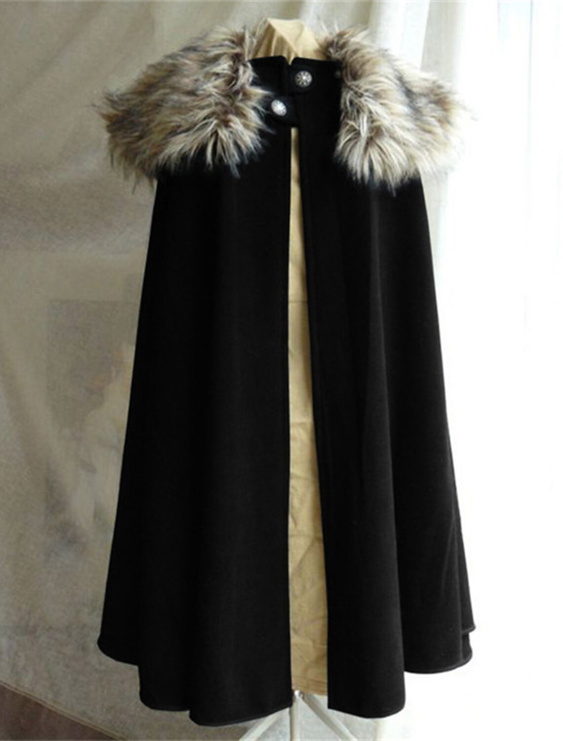 Women's Coat Cloak / Capes Long Coat Winter Coat Warm Windproof Overcoat Fall Trench Coat with Fur Collar Casual Jacket Long Sleeve Black Navy Blue Blue