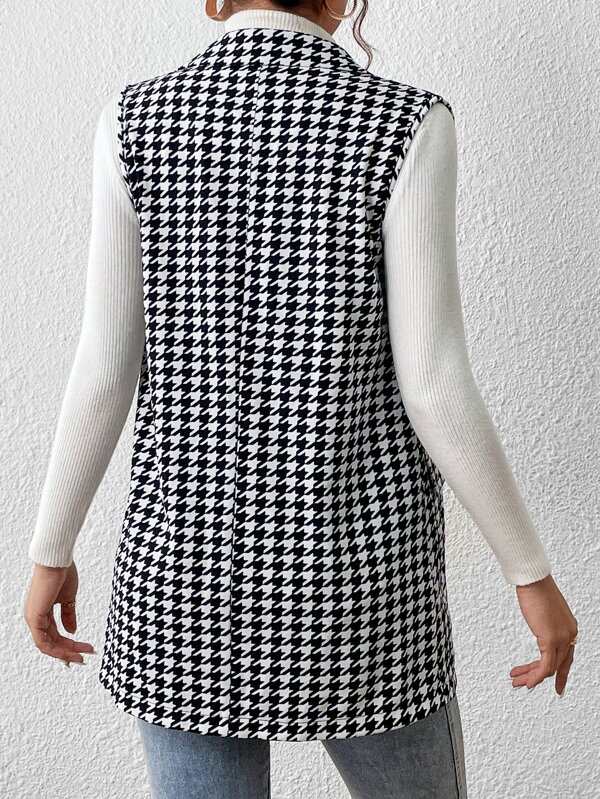 Houndstooth Print Vest Blazer