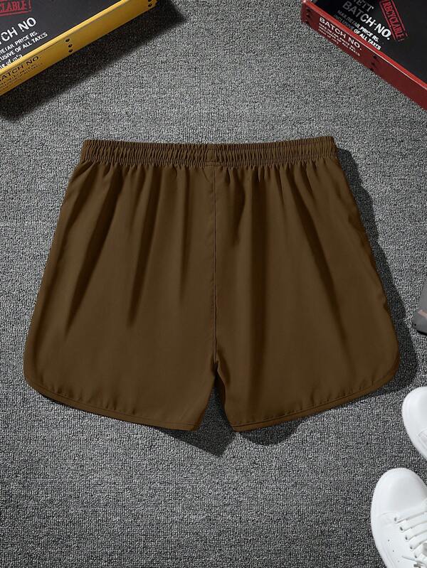 Men Drawstring Waist Solid Shorts