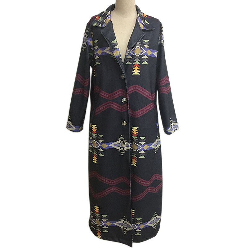 Women's Winter Coat Long Overcoat Single Breasted Lapel Pea Coat Thermal Warm Windproof Trench Coat with Pockets Retro Print Outerwear Fall Outerwear Long Sleeve Black