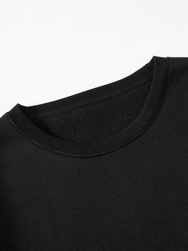 Men Plus Solid Thermal Lined Sweatshirt