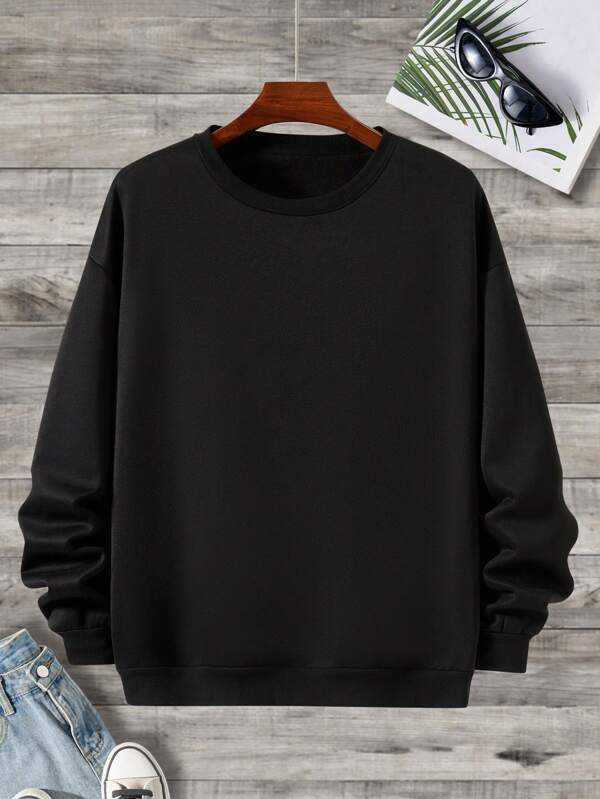 Men Plus Solid Thermal Lined Sweatshirt