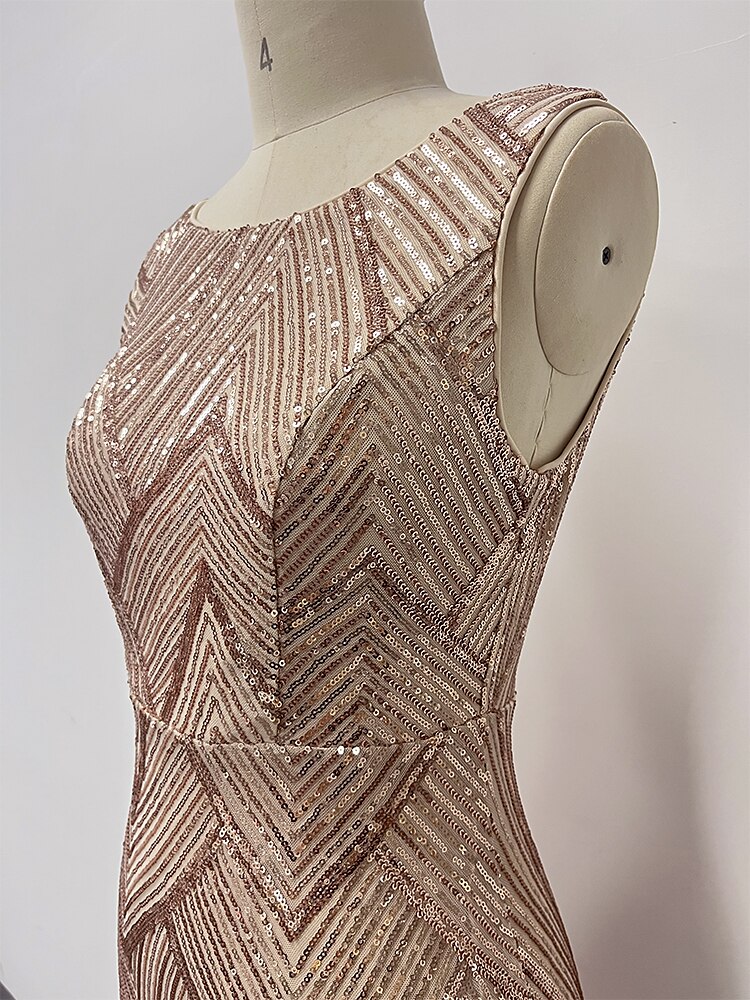 Mermaid / Trumpet Evening Gown Sparkle Dress Wedding Guest Prom Floor Length Sleeveless Jewel Neck Sequined with Sequin 2024