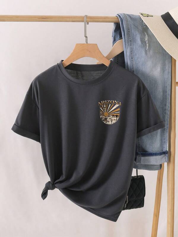 Desert & Letter Print Tee