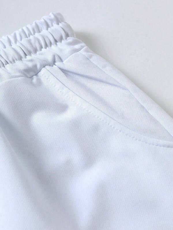 Men Slogan Graphic Drawstring Waist Shorts