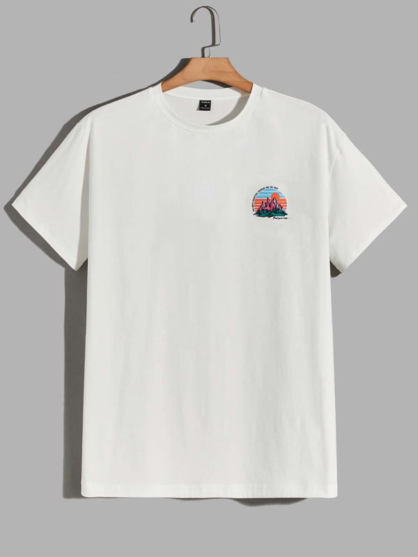 Men Cotton Slogan Graphic Tee