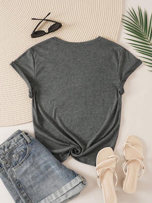 Tropical And Letter Graphic Tee