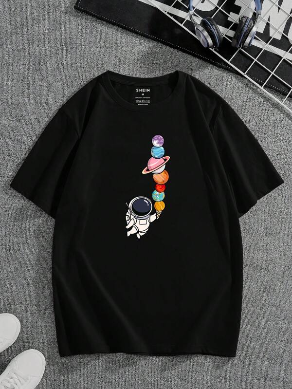 Men Cotton Planet Print Tee