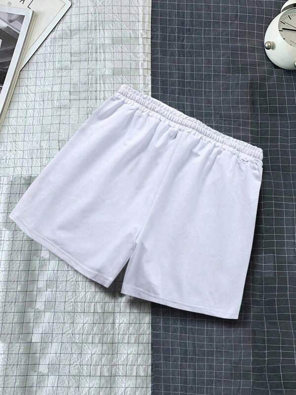 Men Slogan Graphic Drawstring Waist Shorts