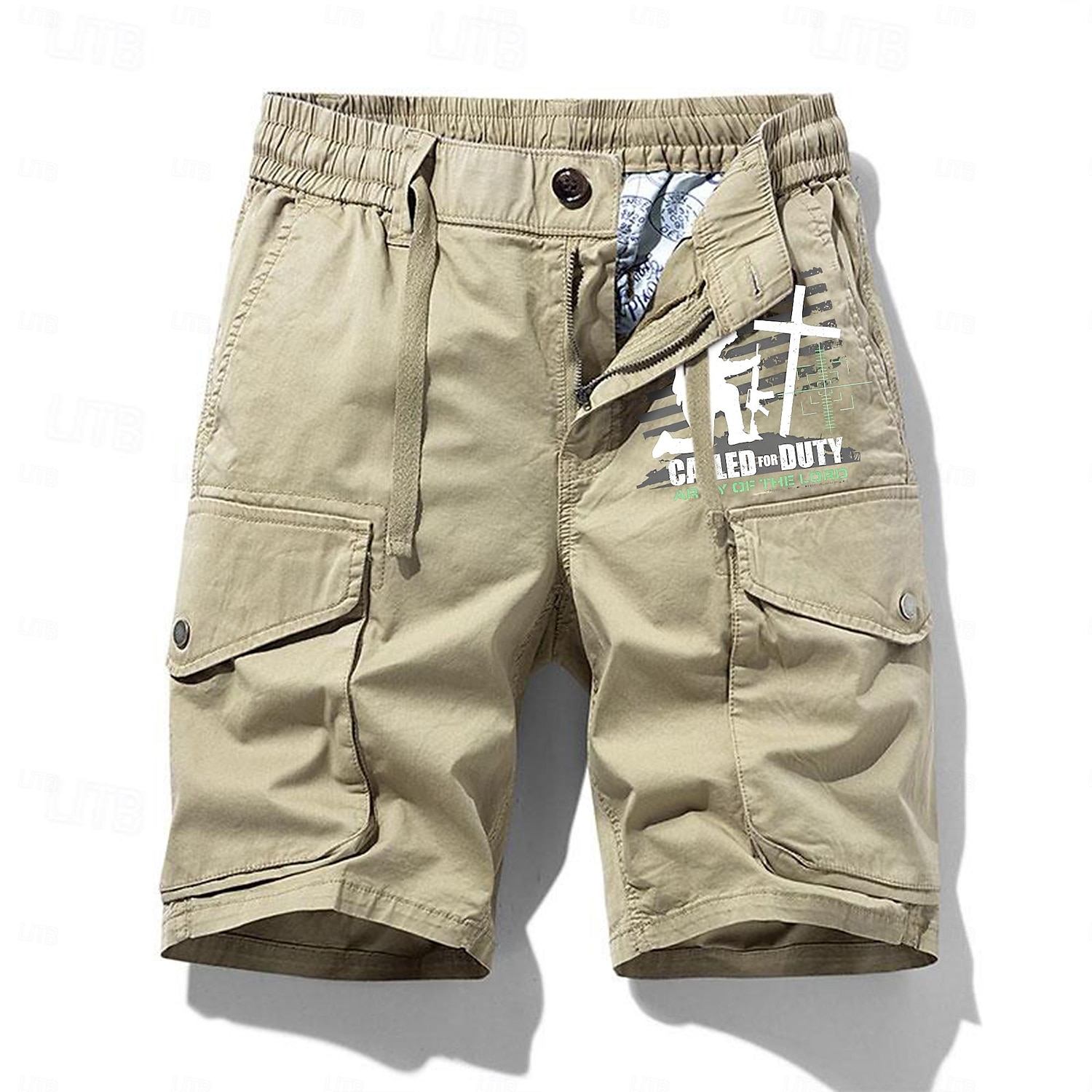 Men's Cargo Shorts Drawstring Graphic Cross Wrinkle Resistant Knee Length
