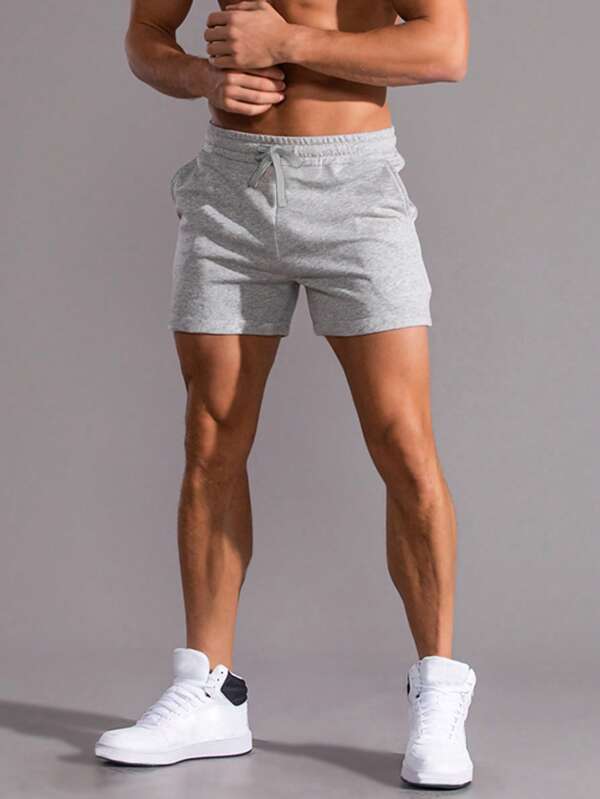Men Drawstring Waist Shorts
