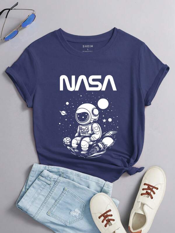 Astronaut And Letter Graphic Tee
