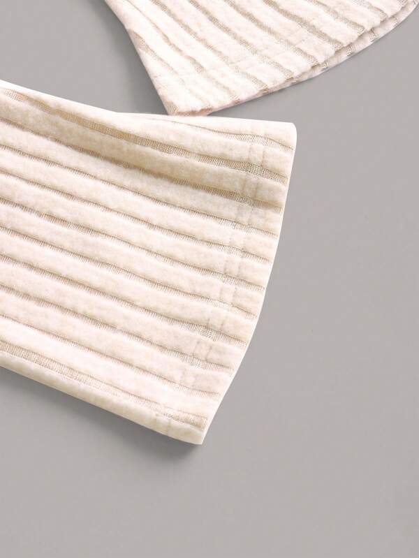 Square Neck Flounce Sleeve Ribbed Knit Bodycon Dress