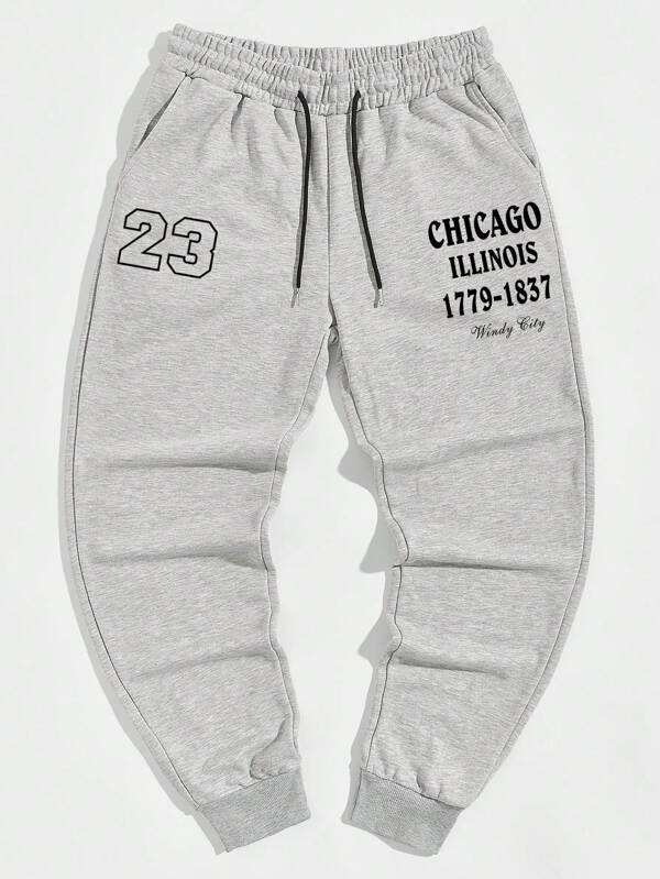 Sporsity Men Letter Graphic Drawstring Waist Sweatpants