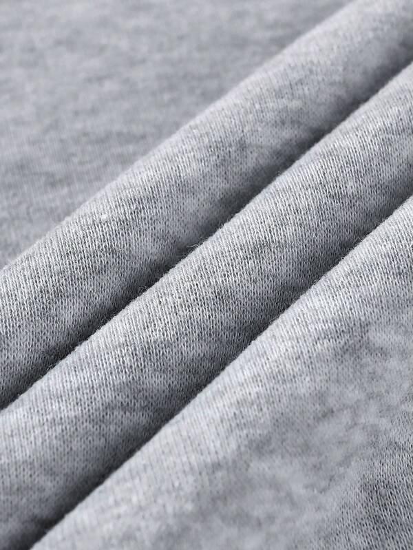 Men Letter Graphic Kangaroo Pocket Drawstring Thermal Hoodie