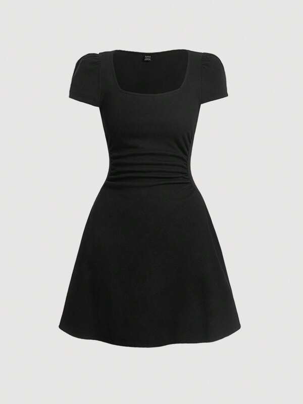 MOD Solid Ruched Detail Dress