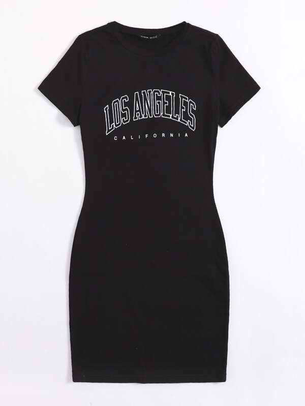 Letter Graphic Bodycon Dress