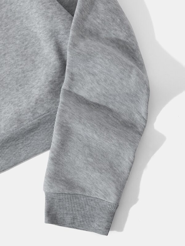 Thermal Lined Crop Drawstring Hoodie