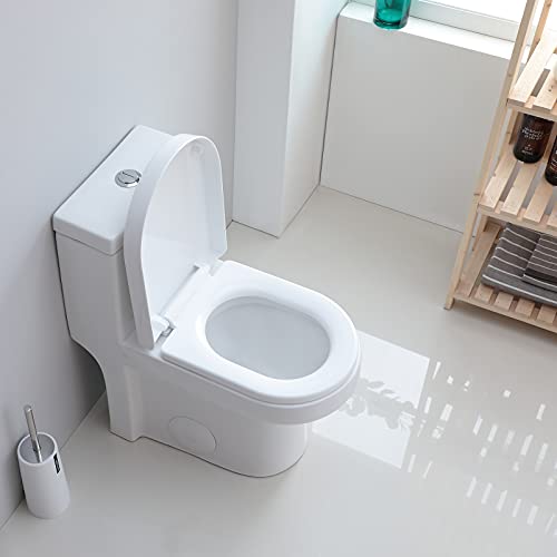Short 1 Piece Toilet Dual Flush 10 Rough In Seat Included