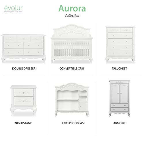 Evolur Aurora Double Dresser With 7 Drawer, Evolur Aurora Dresser Frost