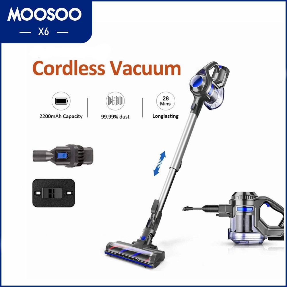 MOOSOO Cordless Vacuum 10Kpa Powerful Suction 4 in 1 Stick Handheld Vacuum Clean 