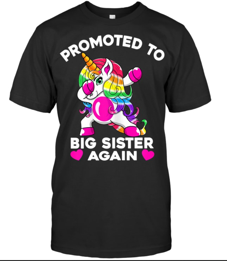 Promoted To Big Sister Again Unisex Black T Shirt Wgl 2 S