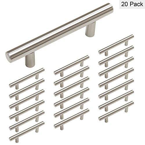 homdiy Brushed Nickel Pulls 3 in Hole Center T Bar
