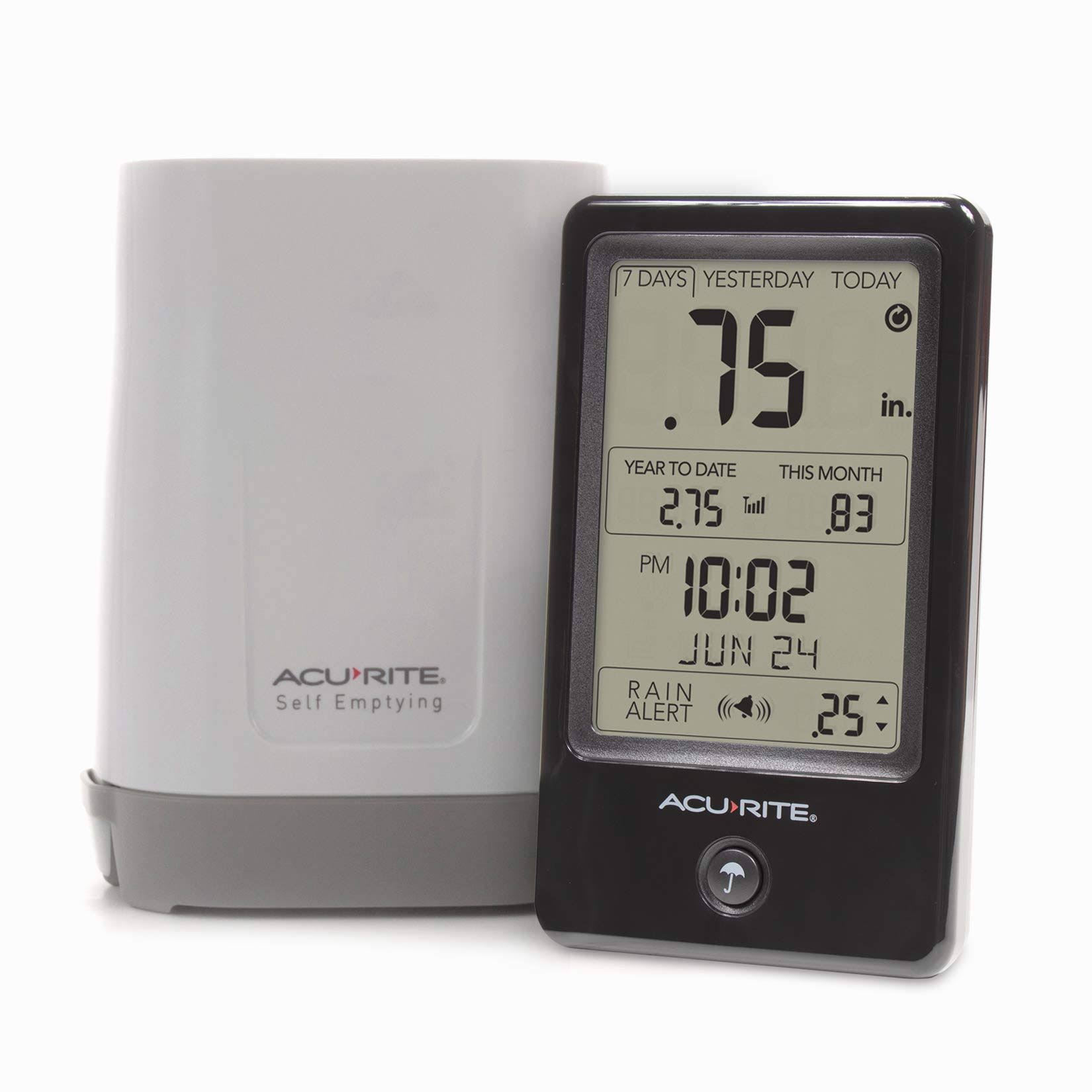 AcuRite 02446m Wireless Rain Gauge with Indoor Digital Display WGL2s