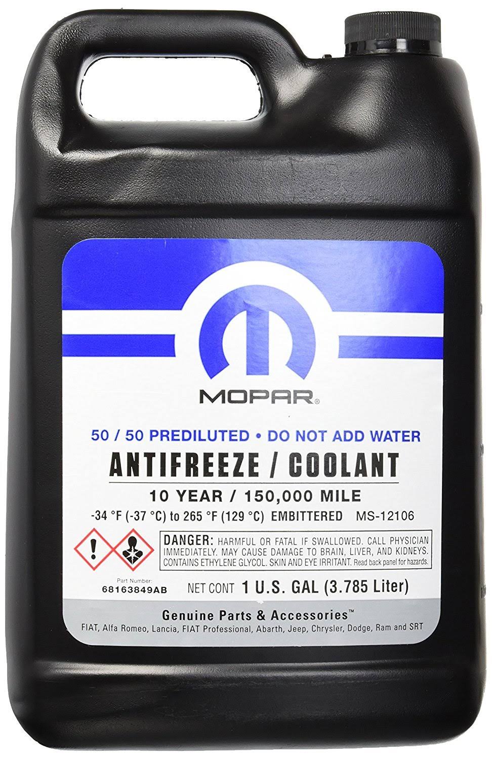 Mopar Antifreeze/Coolant, 150,000 Mile Oat Formula, 50/50 Prediluted, 1 ...