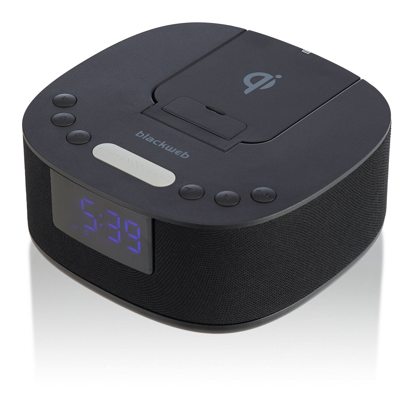 Blackweb Wireless Charging Clock Radio with Bluetooth Speaker WGL2s