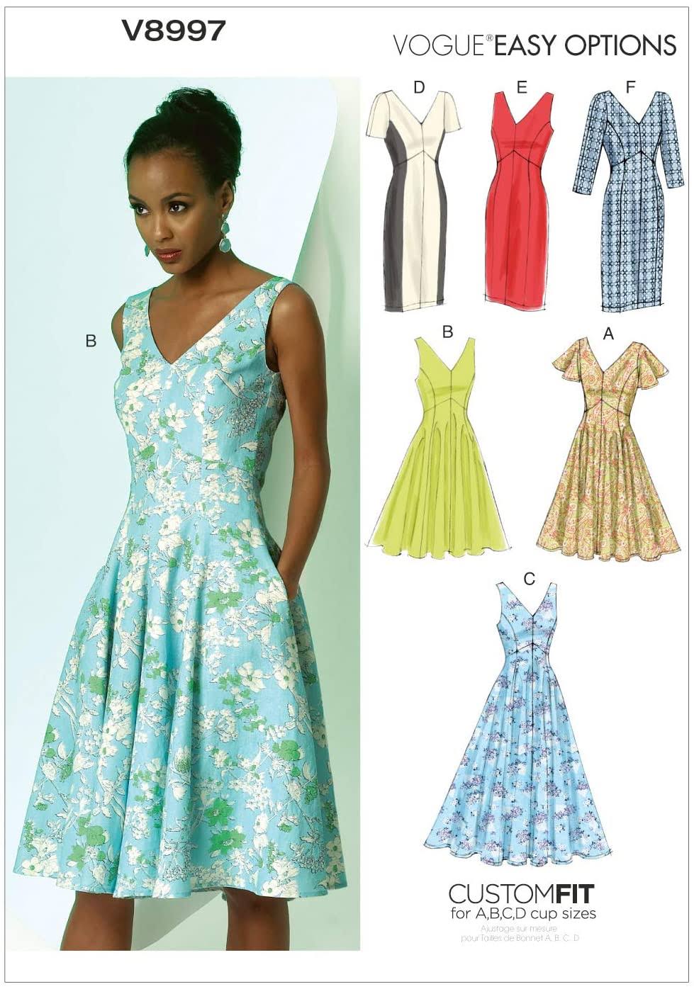 Vogue Patterns V8997 A5 Sizes 6/8/10/12/14 Misses Dress, Multi-Colour ...