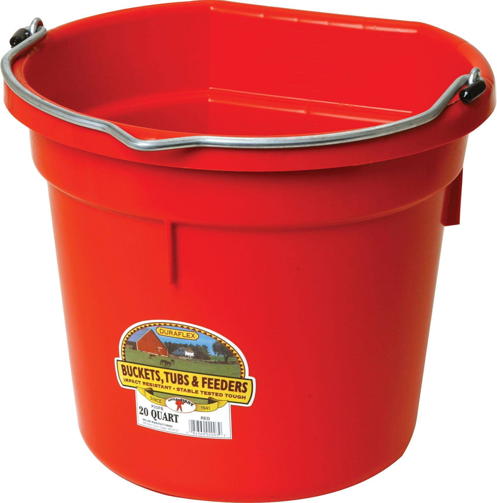 20 Quart Flat Back Plastic Bucket - Red - WGL-2-s