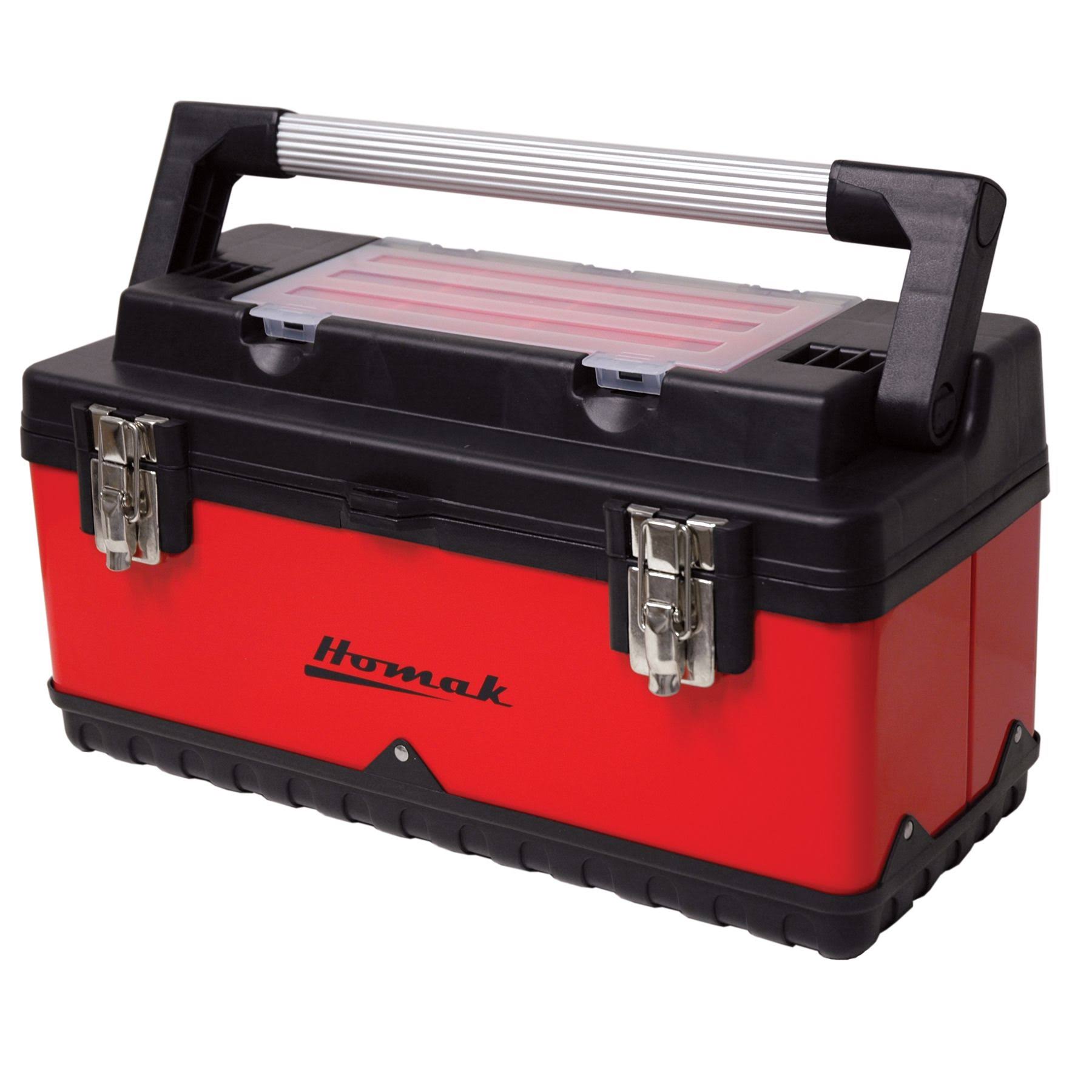 Homak 20" Red Metal/Black Plastic Hand Carry Tool Box WGL2s