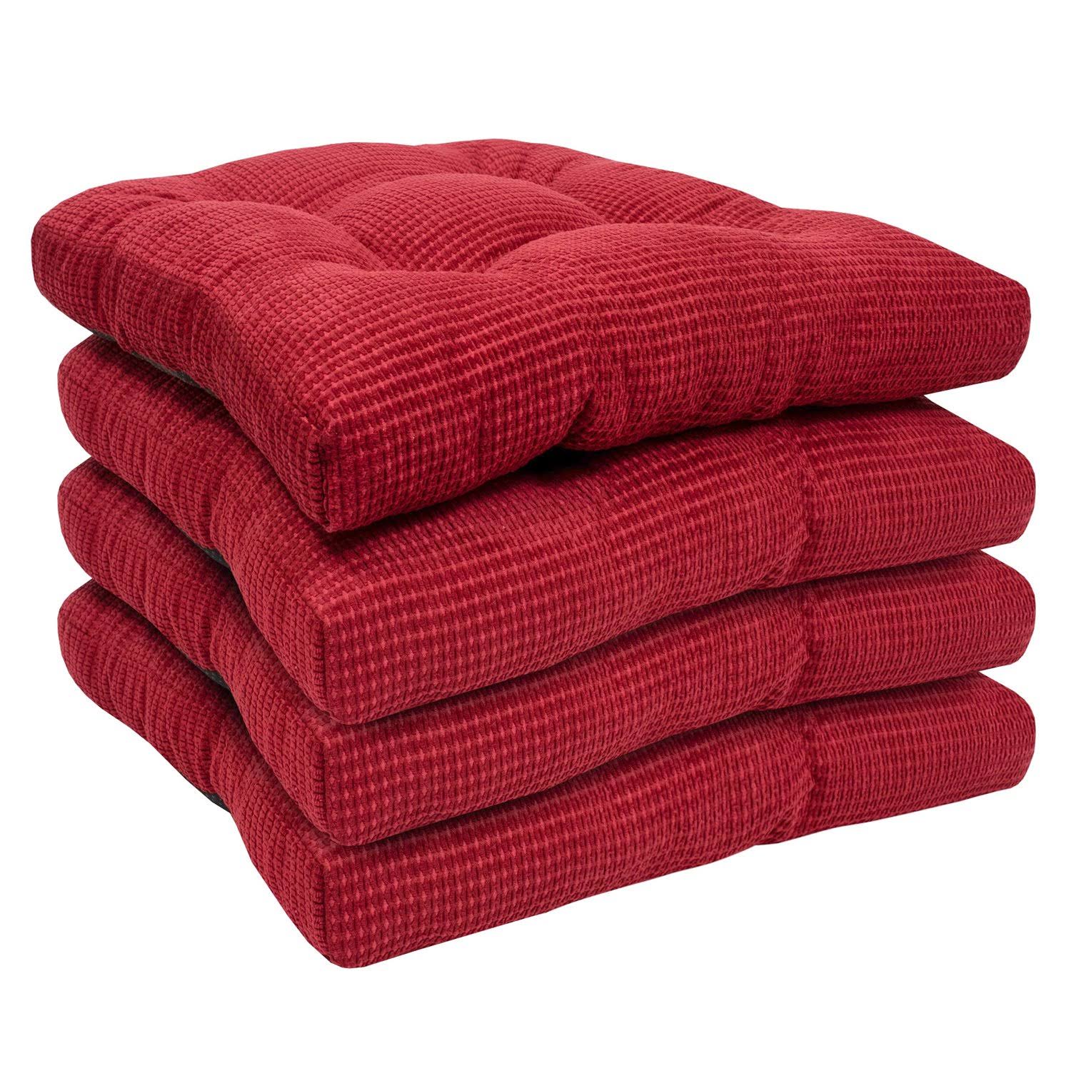 Fluffy Chair Cushion Set Red / 4 Pack - WGL-2-s