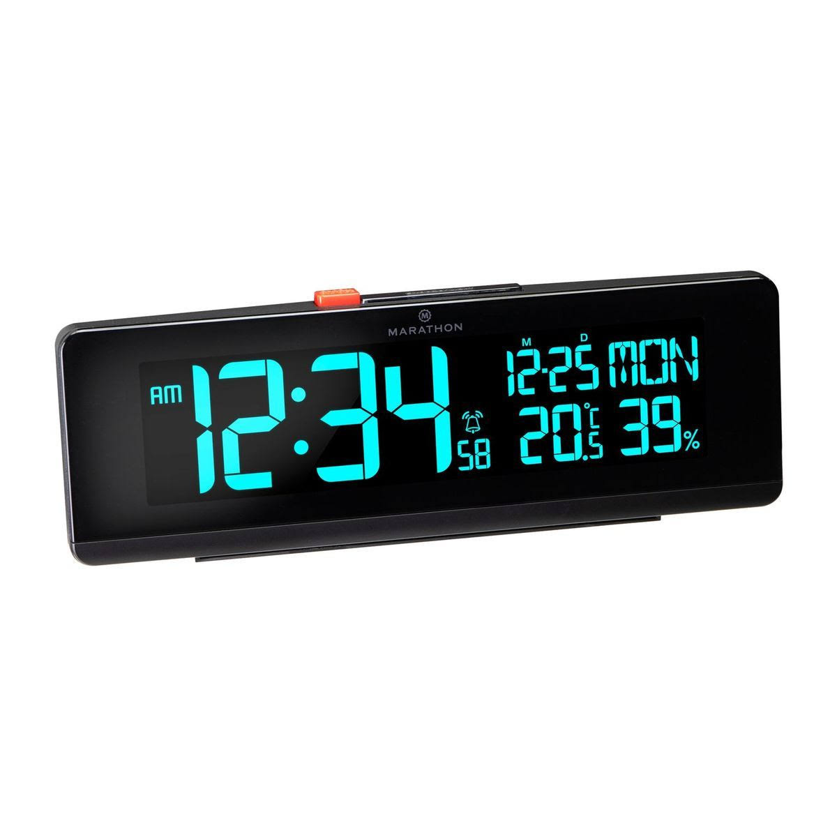 Marathon CL030063BK 256 Color Changing LED Display Alarm Clock with 2