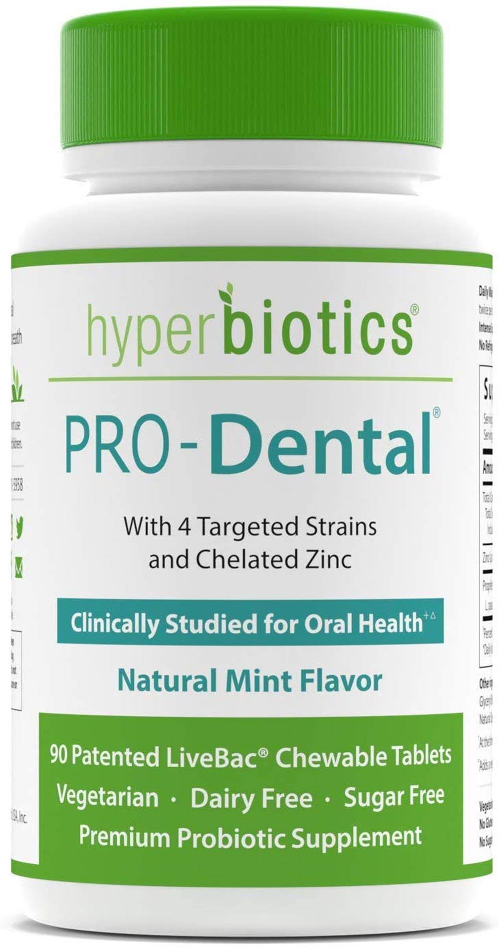 Hyperbiotics, PRODental, Natural Mint Flavor, 90 Chewable Tablets