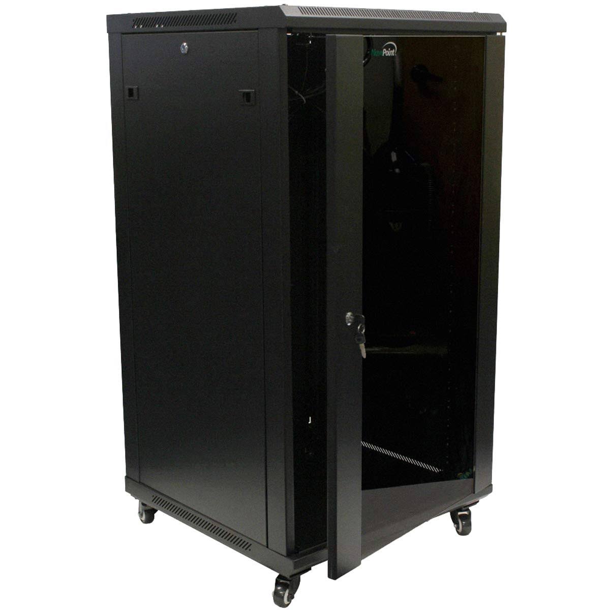 Navepoint 22u It Wall Mount Network Server Data Cabinet Rack Glass Door Locking Casters Hj 1 S 1199