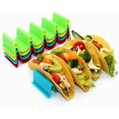 Plastic Taco Plate Taco Shell Holder Stand Holds Up to 4 Tacos Each Holoras 6 Pack Taco Holder Stand Dishwasher & Microwave Safe 