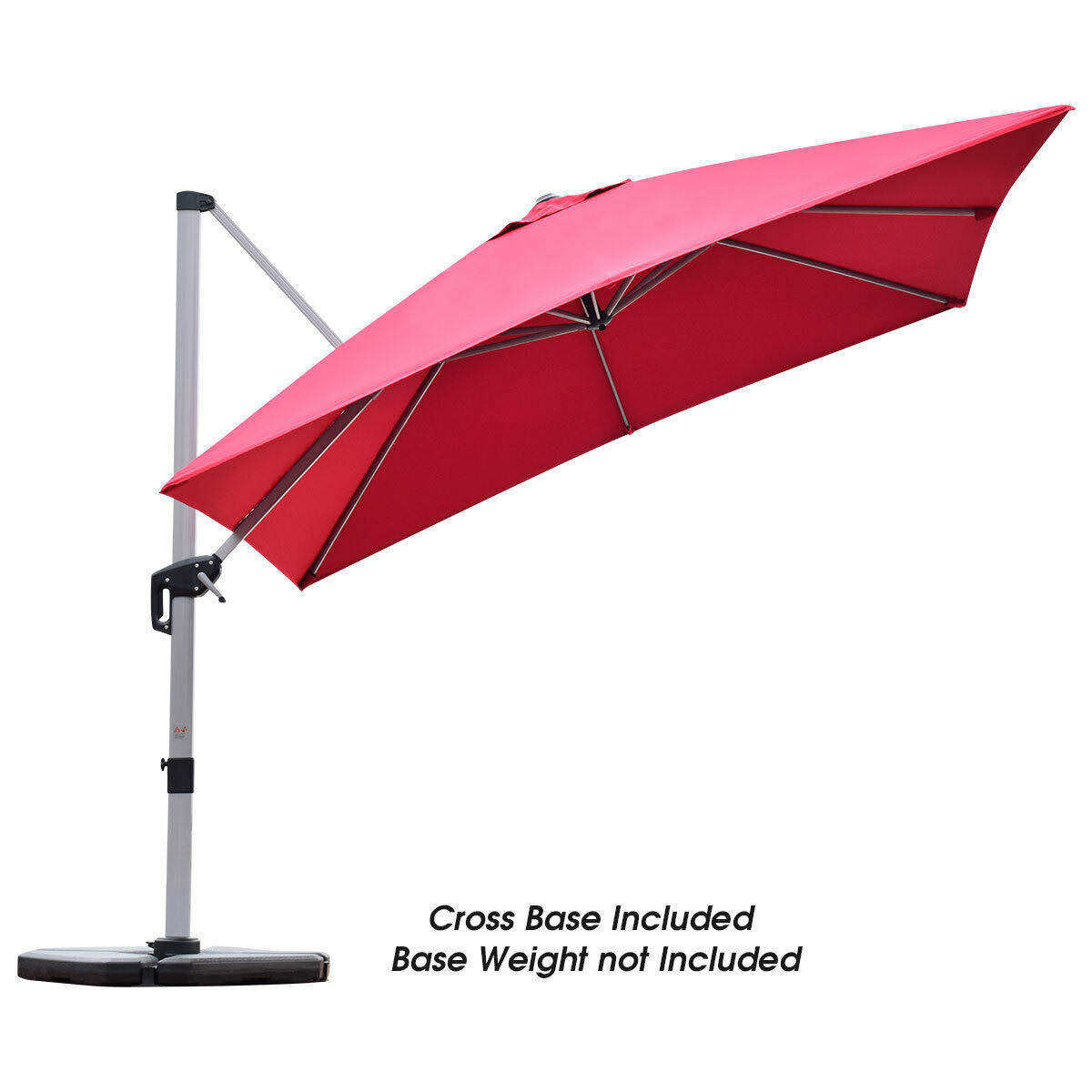Costway 10 ft 360 Degree Tilt Aluminum Square Patio Offset Cantilever UmbrellaBurgundy HJ1s