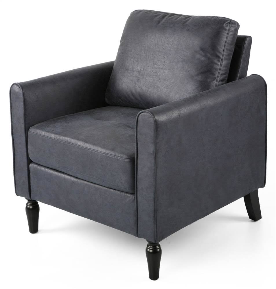 33.25x22 Navy Blue and Black Contemporary Solid Club Chair HJ1s