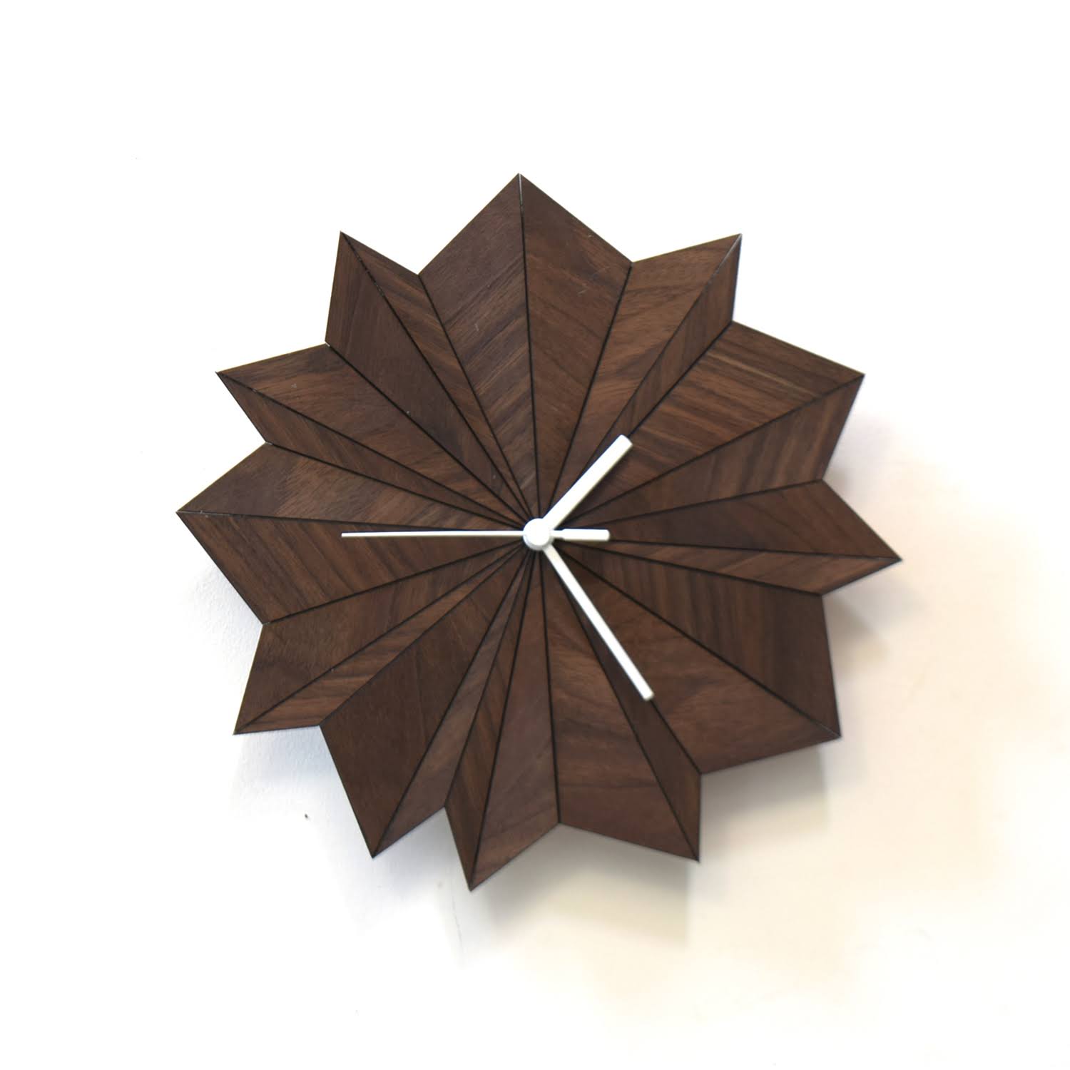 Ardeola Origami Walnut Handmade Wall Clock with Virtual 3D APPEARANCE