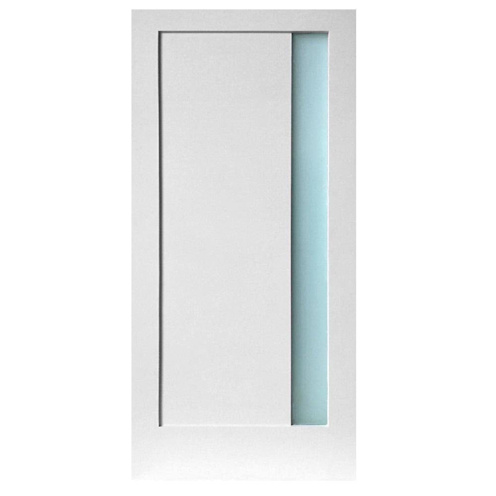 Stile Doors Narrow Lite Satin Etch Glass Slab Door HJ1s