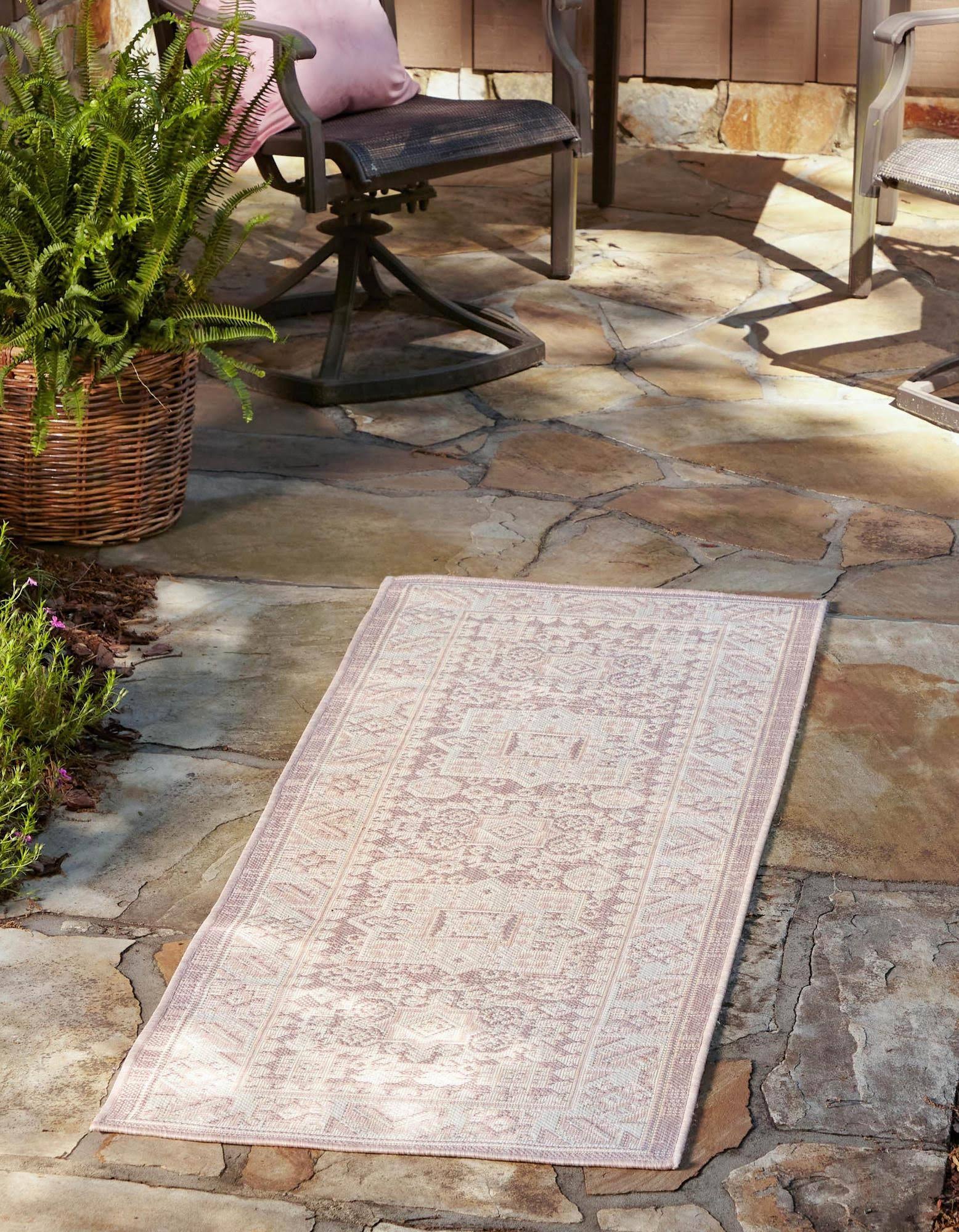 Outdoor Aztec 12 ft Runner Pink Area Rug Indoor Outdoor Rug HJ1s