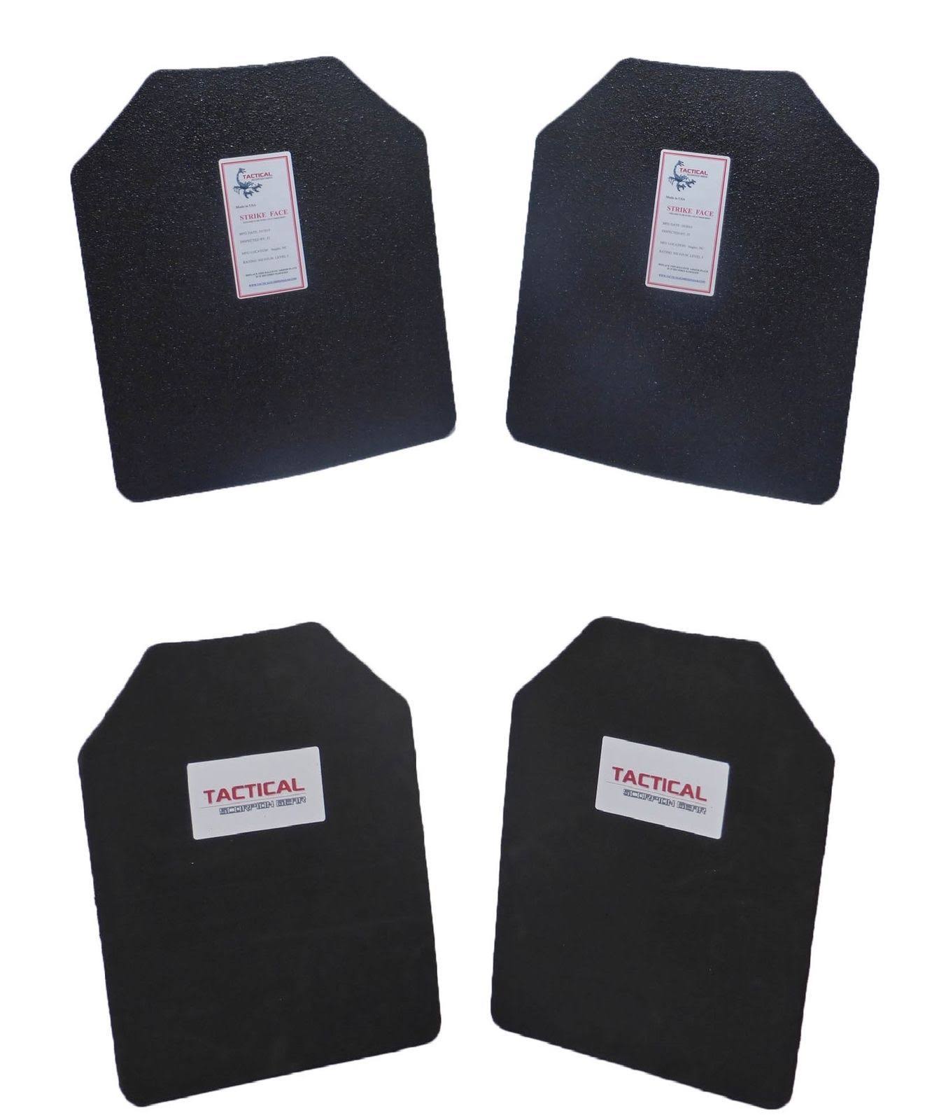 Scorpion Pair Level III AR500 Steel Body Armor Two 10 x 12 Plates + Trauma Pads HJ1s