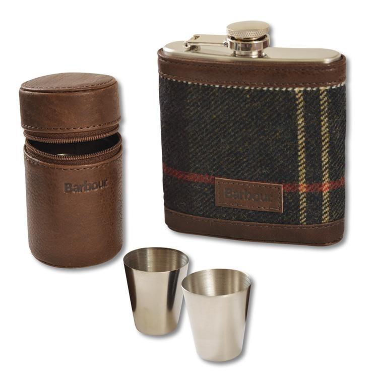 barbour hip flask and cups