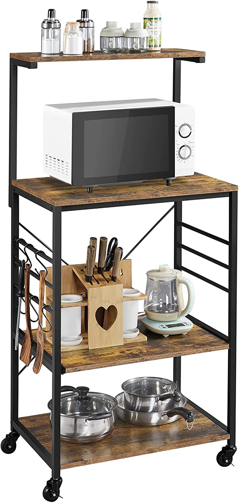 Yaheetech 4Tier Rolling Bakers Rack for Kitchen with Storage and
